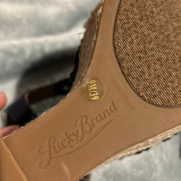 Navy Macrame Wedge Espadrille Sandals-NWT- 9 - Picture 5 of 11